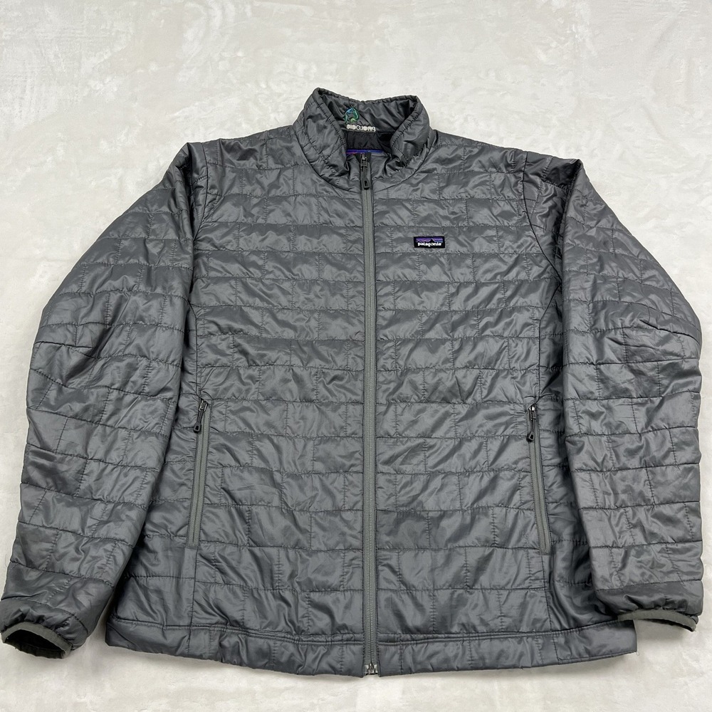 Patagonia Nano Puff Jacket Mens Large Gray Primaloft Insulated Quilted Full Zip